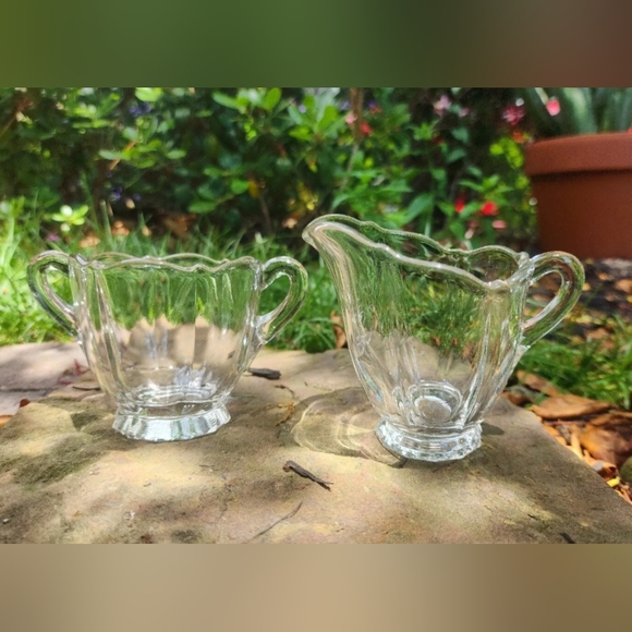 Cream & Sugar USA Cambridge Clear Glass Corinth Optic Breakfast In Bed - Picture 3 of 6